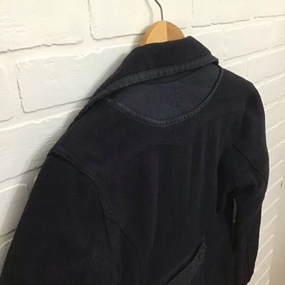 NWT Y2K REPLAY jacket pea coat navy blue wool & cotton 50% wool 50% cotton small - Picture 6 of 16